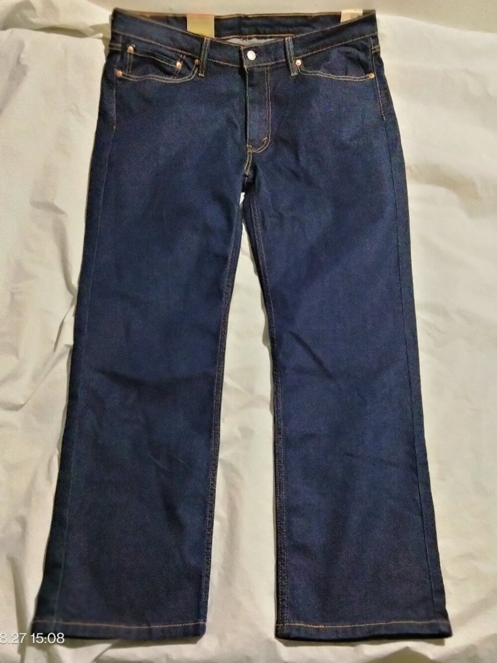 Levi's 514 Straight Fit Stretch Jeans Men 38x30 Dark Wash NWT Irregular
